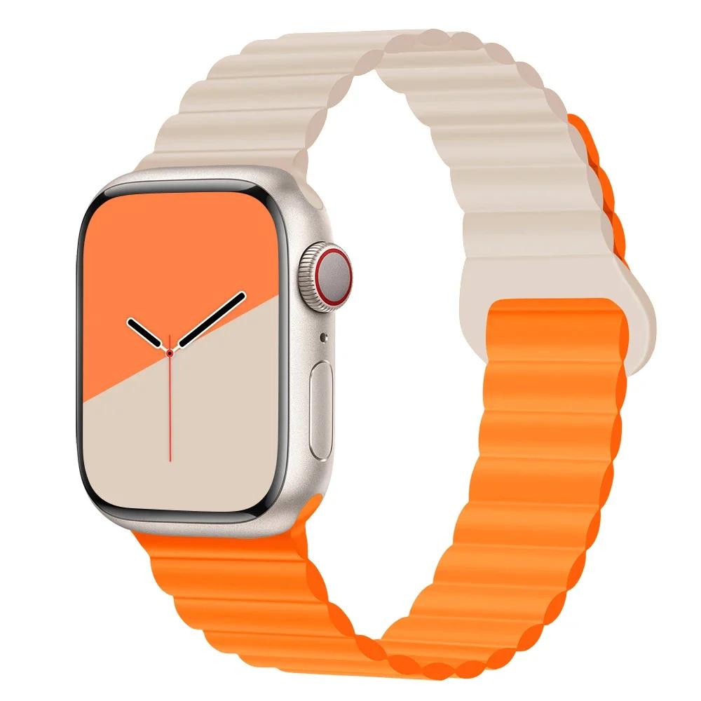 Magnetyczny Pasek Silikonowy Sportowy Bransoletki Do Apple Watch 41mm 42mm 44mm 45mm 46mm 49mm iWatch Seria 11 10 9 8 7 6 5 4se