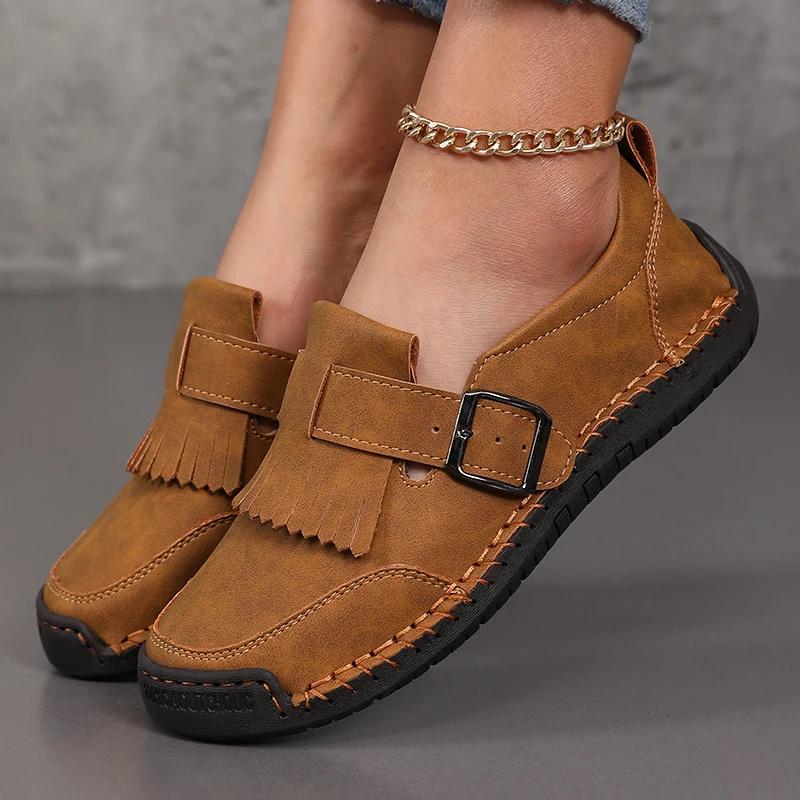 Fashion Loafers Women's 2025 Spring and Summer European and American Style Flat Sole Shoes Comfortable Casual Shoes Tamanos Femininos 43