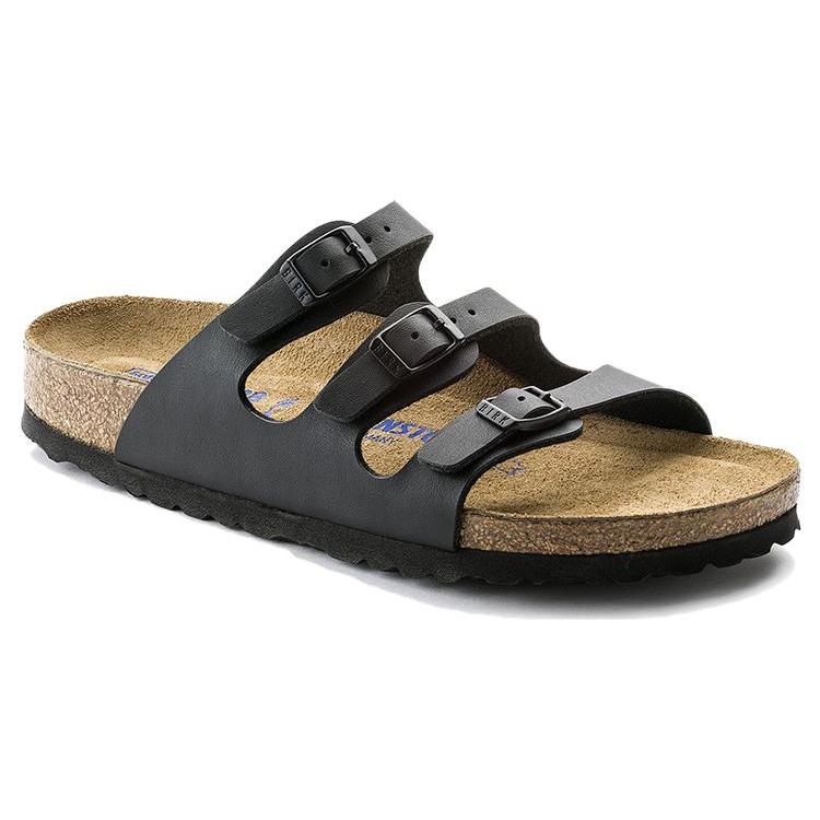 Birkenstock Leather Comfortable And Trendy Slide Slippers Unisex Black 0053013