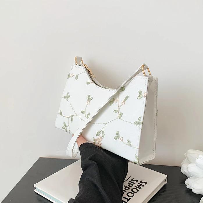 

Летняя кружевная цветочная вышивка наплечная сумка для женщин мягкая искусственная кожа подмышечные сумки пляжная дорожная сумка для девочек маленькая сумка-тоут