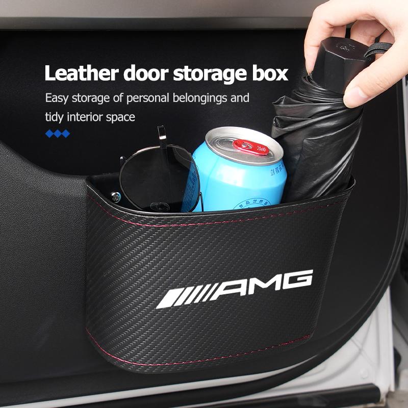 Car Door Storage Bag Drink Waste Card Key Sunglasses Holder For Mercedes Benz AMG C180 C300 W124 W176 W177 C200 C260 GLC CLE CLA