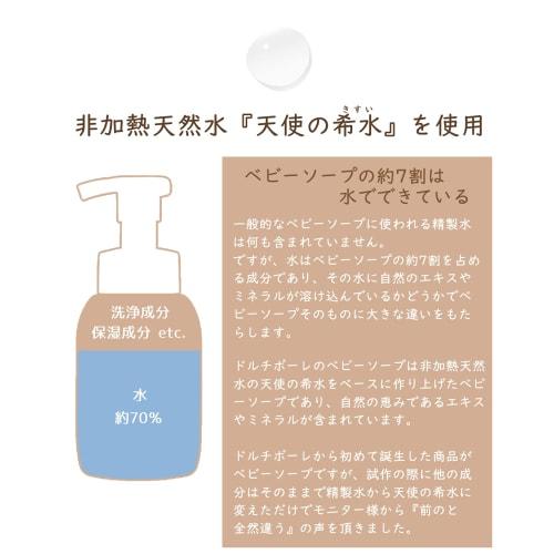 Dolcivore Baby Soap, 300ml, Additive-Free, Foaming Type. Can Be Used As a Baby Shampoo or Body Wash for Newborns and Adults. Also Suitable for Washing