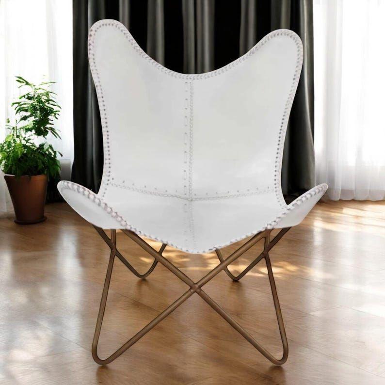 Luxurious Butterfly Leather Chair | Rustic Vintage Leather Lounge Chair | Perfect for Modern or Bohemian Spaces