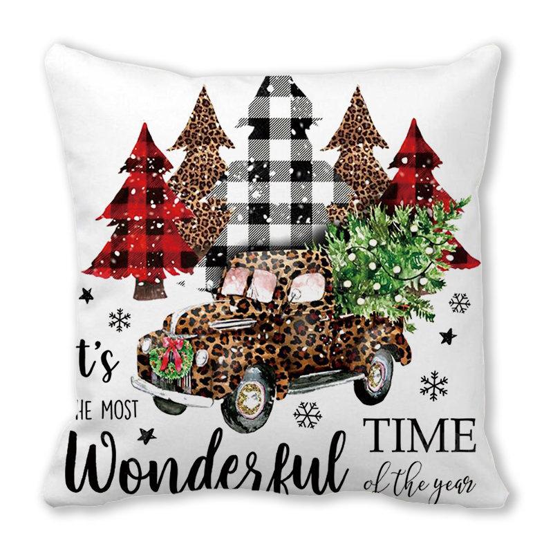 Christmas Decoration Christmas Tree Print Pattern Cushion Cover Home Living Room Sofa Decoration Pillow Pillow Cover 45x45cm