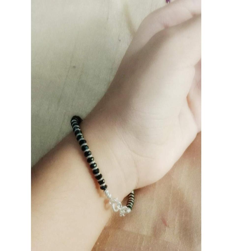 Azariya with Black Crystals for Women 92.5% Pure Stering Silver Bracelet for Women (7 Inch + Extension) (Black)