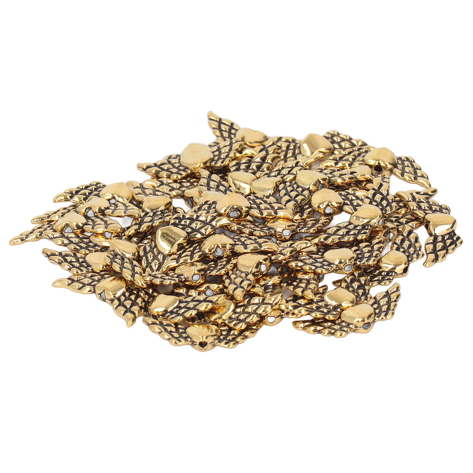 

50 шт. Бусины-разделители в виде крыльев ангела с сердечками одинакового размера, красивые бусины из цинкового сплава для браслетов своими руками