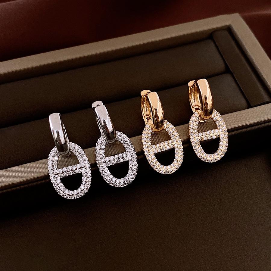 18K Vergoldete Zirkon Schweinenase Ohrklemmen - Elegante, Vielseitige High-End Mode Ohrringe