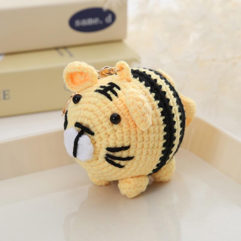 Funny Animal Doll Series Crochet Keychain Creative Knitting Animal Doll Keyrings For Bag Pendant Cute Puppy Knitted Car Keyrings