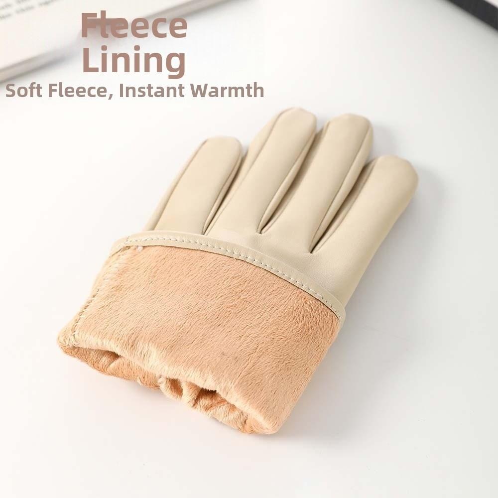 Soft Black Thickened Gloves Waterproof Windproof Mittens Equestrian PU Anti-cold Gloves  Men