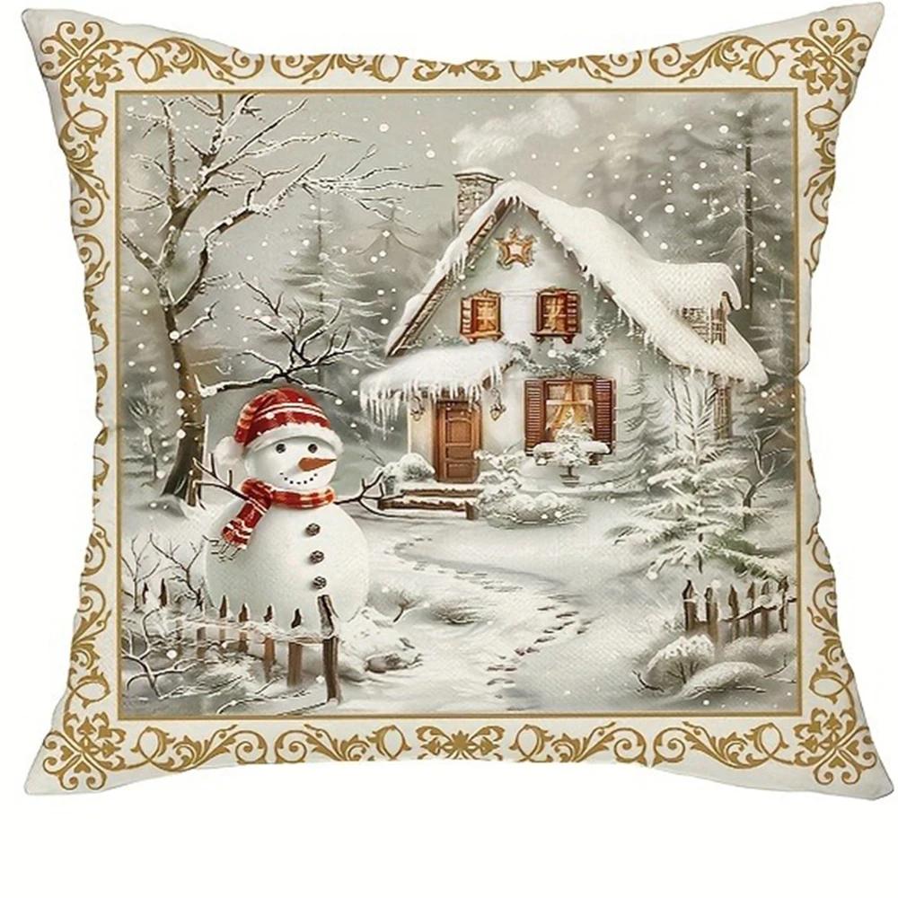 Christmas Decoration Pillowcase New Year Gift Winter Christmas Tree Reindeer Snowman Pillow Cover Home Room Sofa Cushion Cover