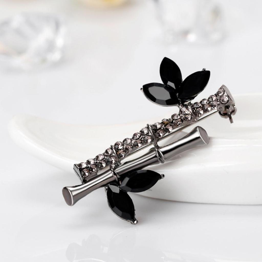 Fashion Bamboo Shape Rhinestone Brooch Pin Lady Dress Scarf Charms Accessory AVE
