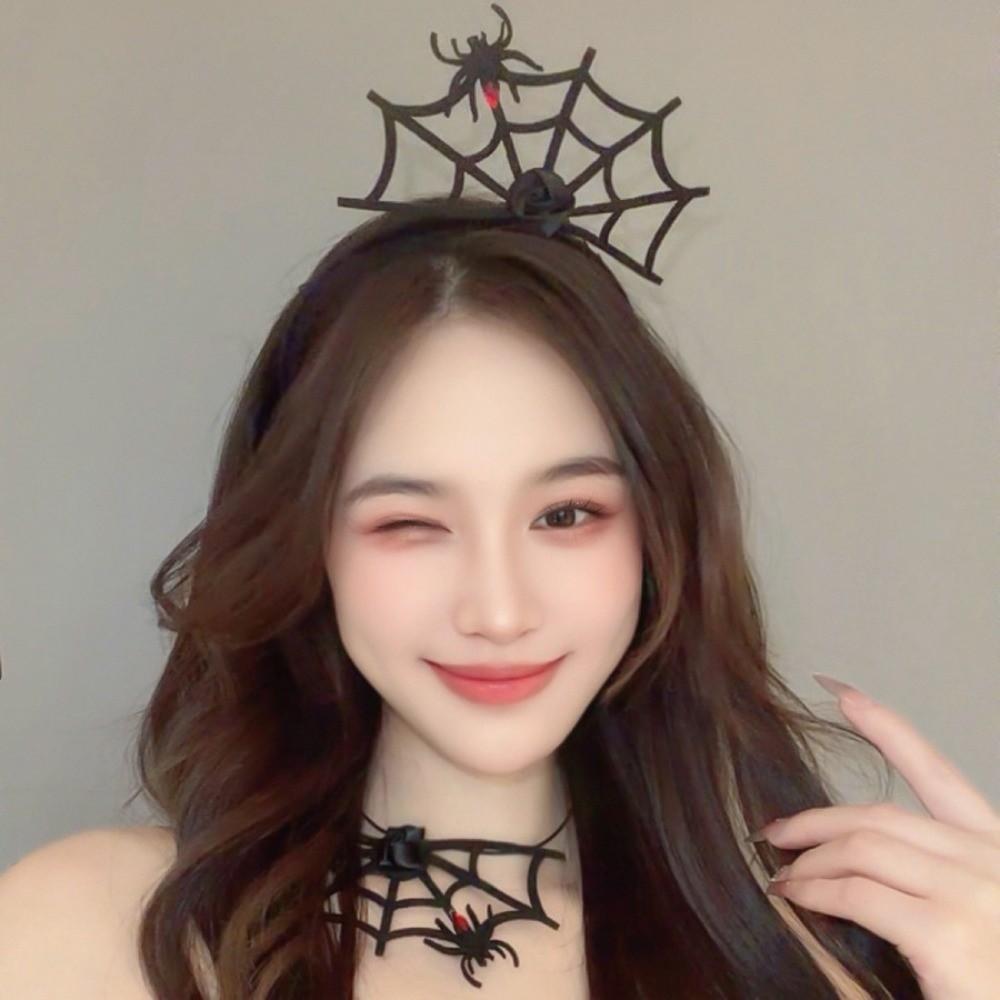 Non-slip Spider Hairband Halloween Spider Hair Hoop Spider Web Headband Female Use