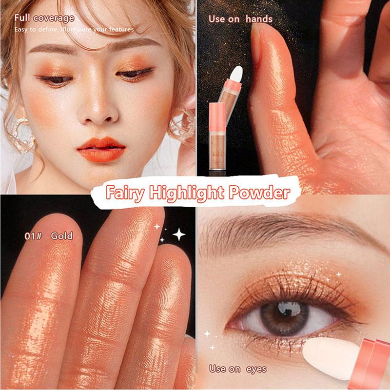 Pat Powder Naturlig lysende kragebein Highlighter Powder Cheek Highlighter Løst pulver