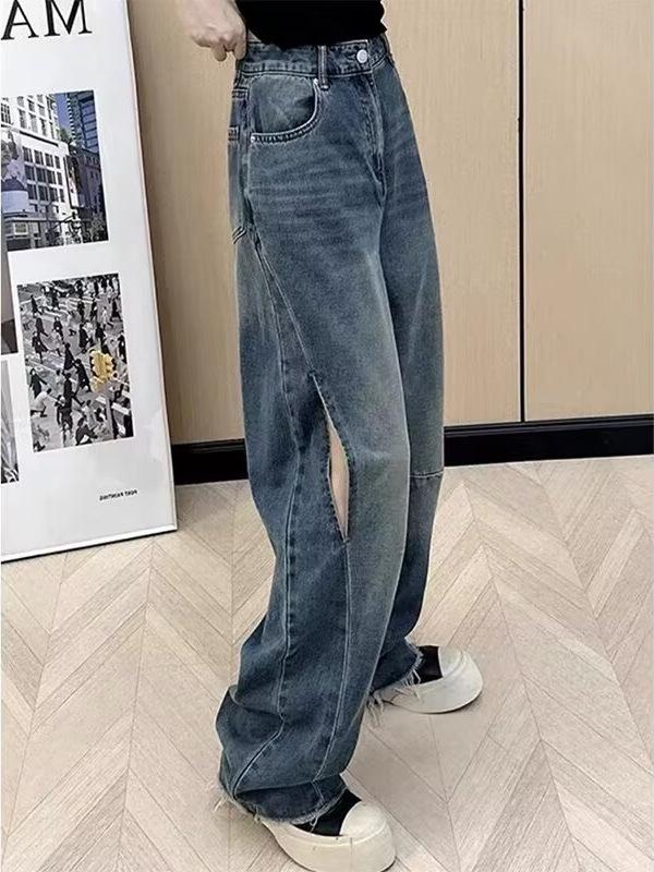 Plus Size Retro High Waist Straight Leg Jeans for Women - Spring/Autumn
