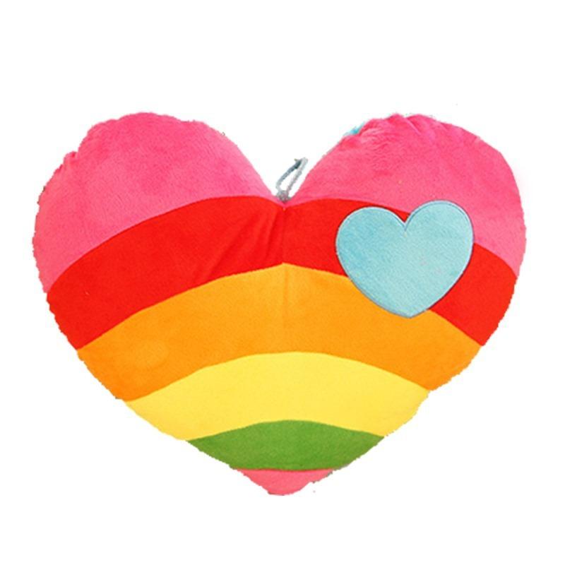 Soft Plush Heart Pillow Rainbow Stripe Cloud Design Fluffy Cushion for Couch Bed Leisure Use Home Ornament Festival Present
