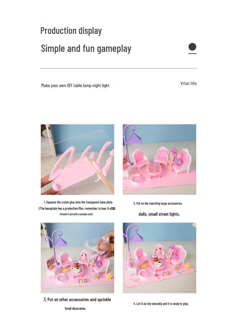 Kids' DIY Night Light Bathroom Pretend Play Toy Set - Educational Gift for Girls