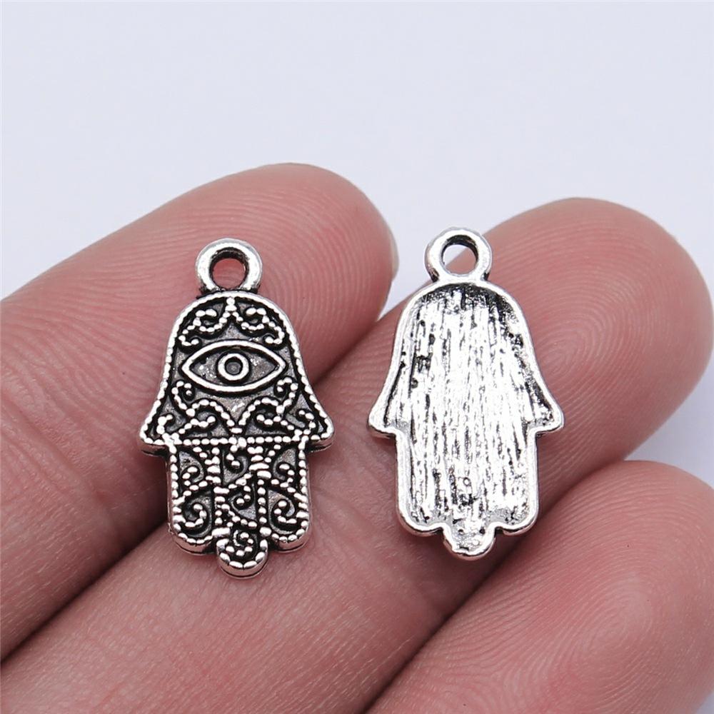 10pcs Charms Hamsa Hand Antique Silver Color Hamsa Hand Charms Pendants For Bracelets Lufthansa Hand Charms Wholesale