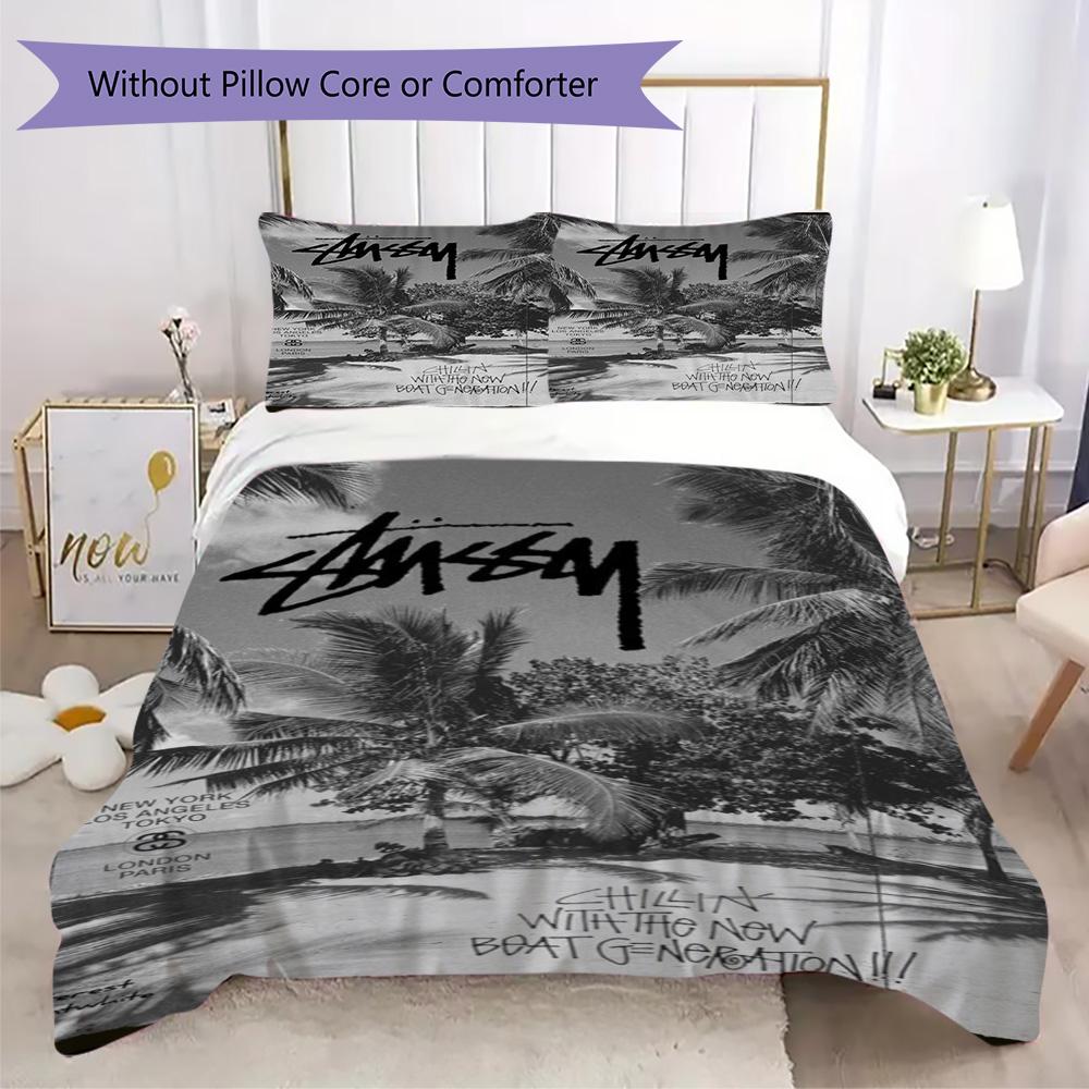 Neon Graffiti Logo 3Pcs Bedding Set, Colorful Glow Street Art Duvet Cover with 2 Pillowcases