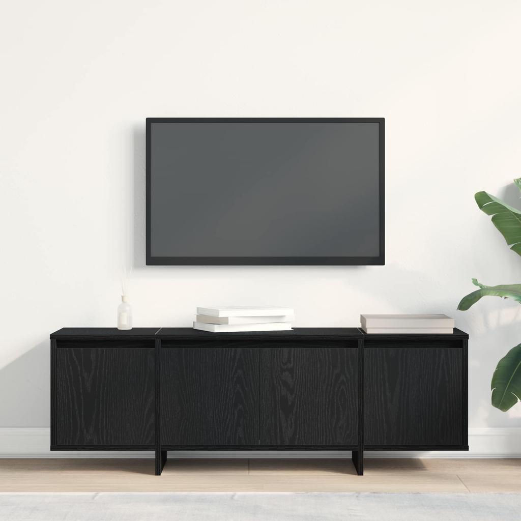 TV Cabinet Black Oak Effect 120 x 30 x 40.5 cm