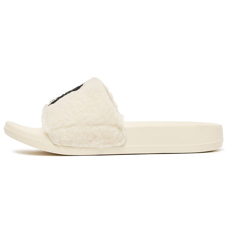 MLB Slipper Mound Fleece Casual Fashion Comfortable Rubber Sole Non-Slip Slide Sandals Unisex Footwear Off-White 3ALPPB116-50CRS