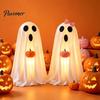 Decorazione fantasma display di Halloween da scrivania, Bianco luminoso con zucca, Decorazioni per la casa delle vacanze da interni, Carina, In piedi, da tavolo per decorazione festa, Portico