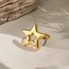 Bague Ouverte Géométrique Creuse Étoile à Cinq Branches Yori Métal Imperméable Dorée 18K Simple Quotidienne Bijou de Haute Qualité Cadeau