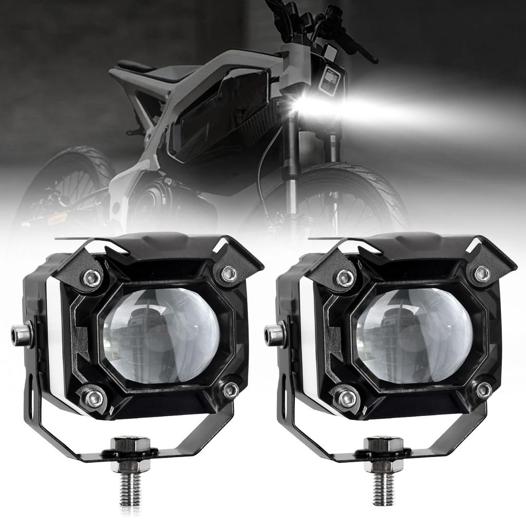 Motorcycle LED Driving Fog Lights, 2 PCS 120W 12000LM 6 Lighting Modes Waterproof Auxiliary Lights