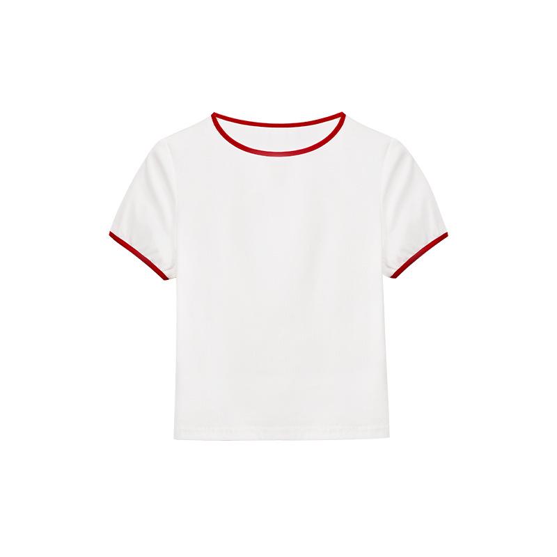 

NEWOPEN Women s Summer Color-Block Short-Sleeve Slim T-Shirt S5068 Small белый