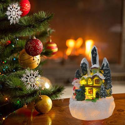 Christmas Glowing House Building Miniature Santa Claus Figurine Holiday for