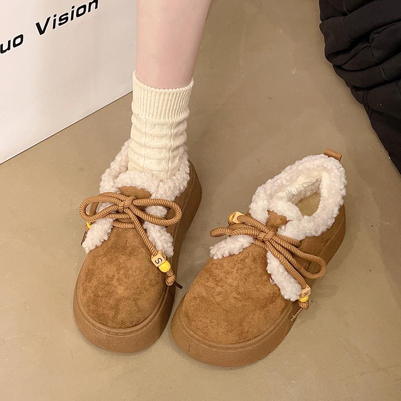 Fashion Women's Versatile Snow Boots New Lace-up Winter Thickened Warm Non-slip Student Boots Heightened and Lightweight Short Boots