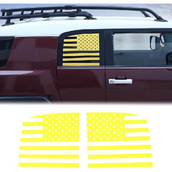 

Aunginsy Наклейка на боковое окно заднего сиденья с флагом США, совместимая с Toyota FJ Cruiser 2007-2024, наклейка на боковое окно багажника автомобиля жёлтый