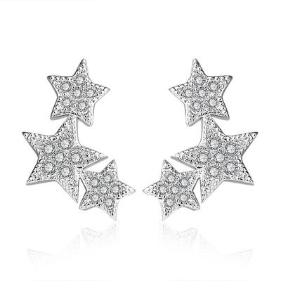 Silver-plated Ear Jewelry, Women's Korean Version of Fashion Micro-inlaid Zircon Earrings, Simple Five-pointed Star Stud Earrings