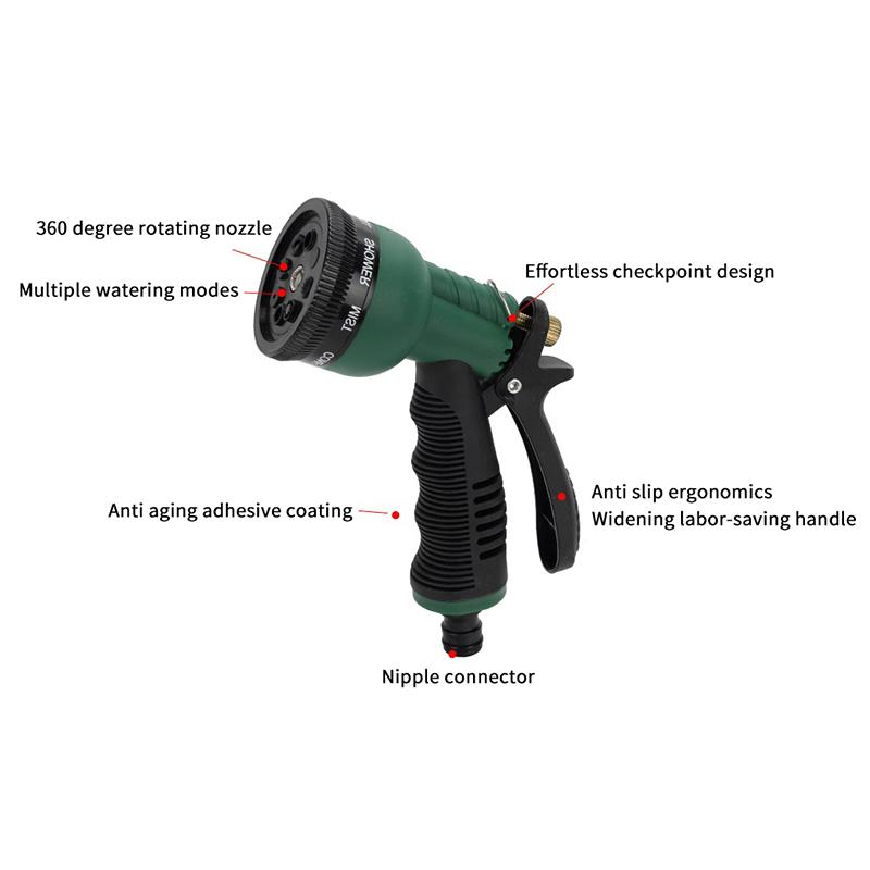 Garden Hose Spray Nozzle With Adjustable Multi Spray Modes Non Slip Handle For Yard Watering Car Washing Outdoor Cleaning