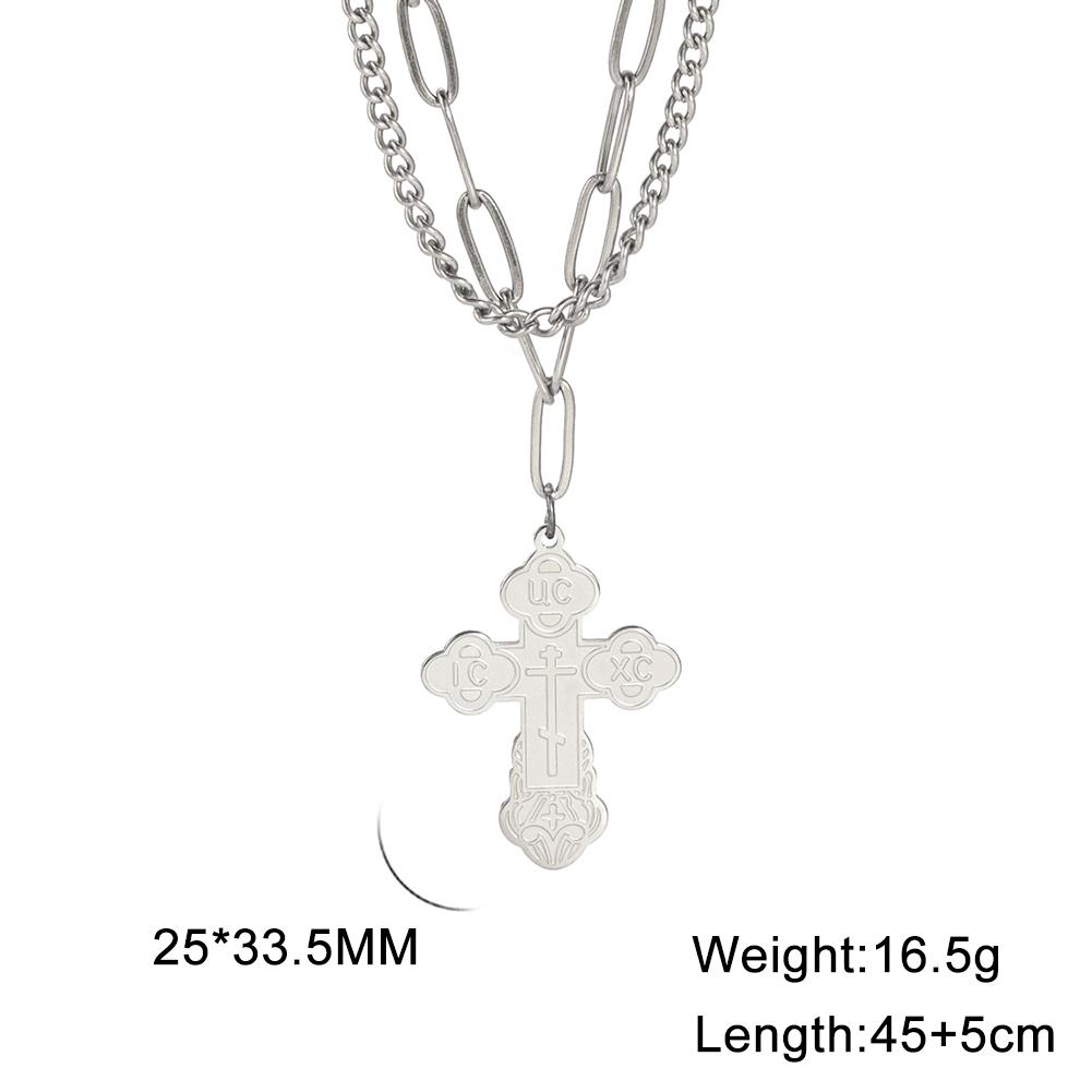 Dawapara Eastern Orthodox Serbian Cross Pendant Necklace Stainless Steel Jewelry Talisman Charm Necklaces