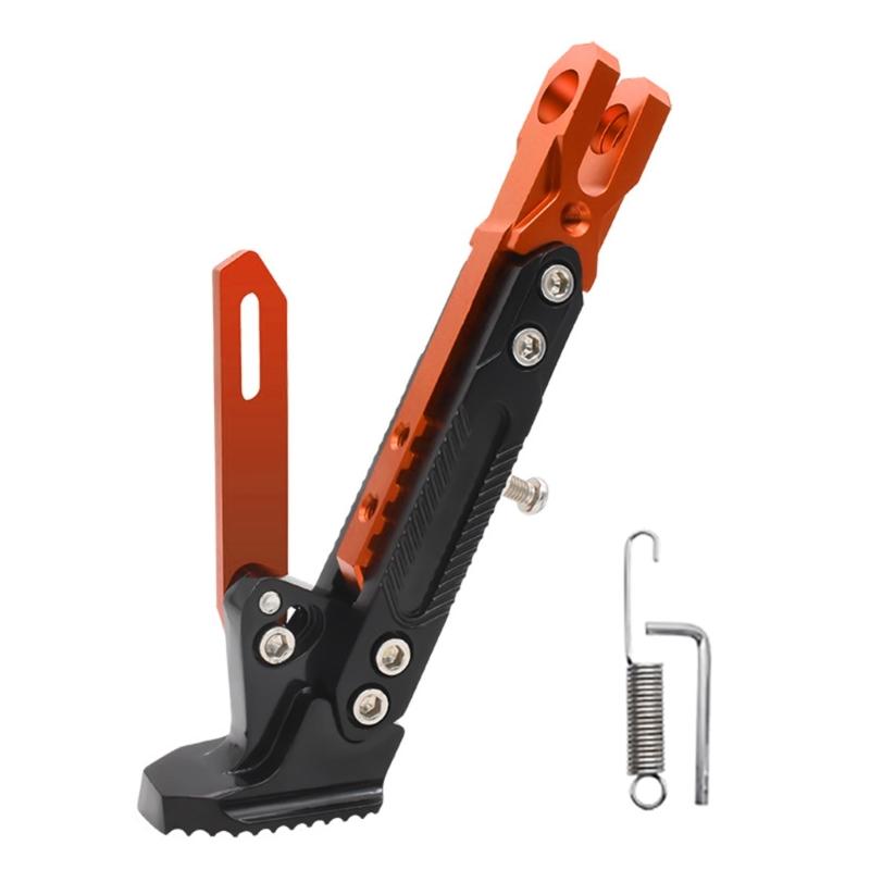 Motorcycle Extendable Stand Holder E-Bike Scooter Replacement Kickstand Adjustable Foot Side with Spring and Screws