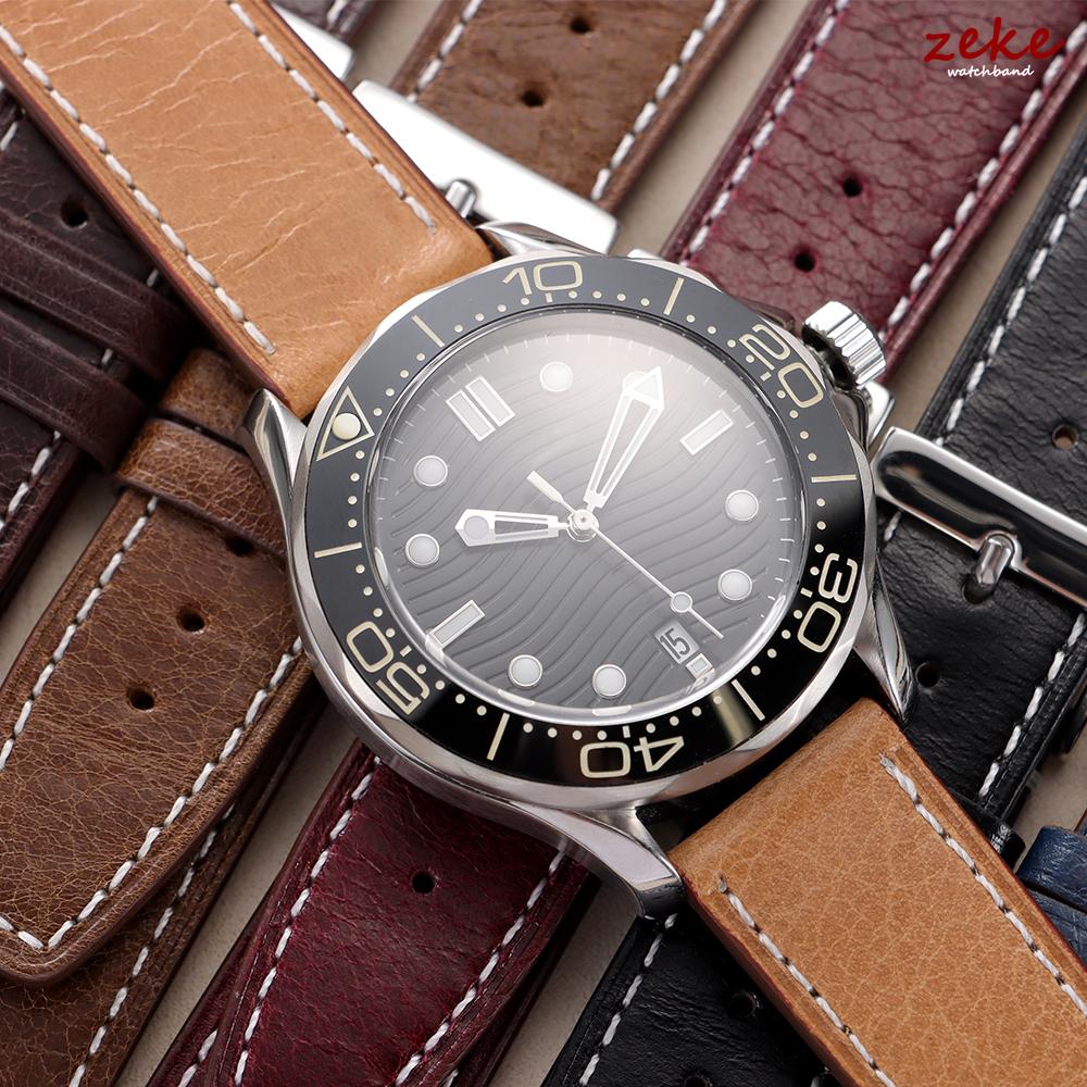 20mm 22mm Calfskin Genuine Leather Watchbands Quick Release Watch Band for Seiko for Omega Belt Vintage Brown Smartwatch Strap