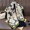 French Style Printed 90cm Square Scarf For Office Commute Neck Wear