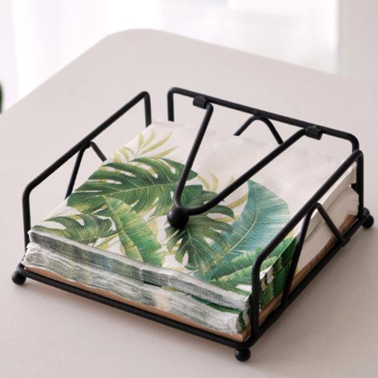 Napkin Holder for Table Flat Napkin Dispenser with Weighted Arm Square Cocktail Paper Holder for Kitchen Dining Room Restaurant Decor