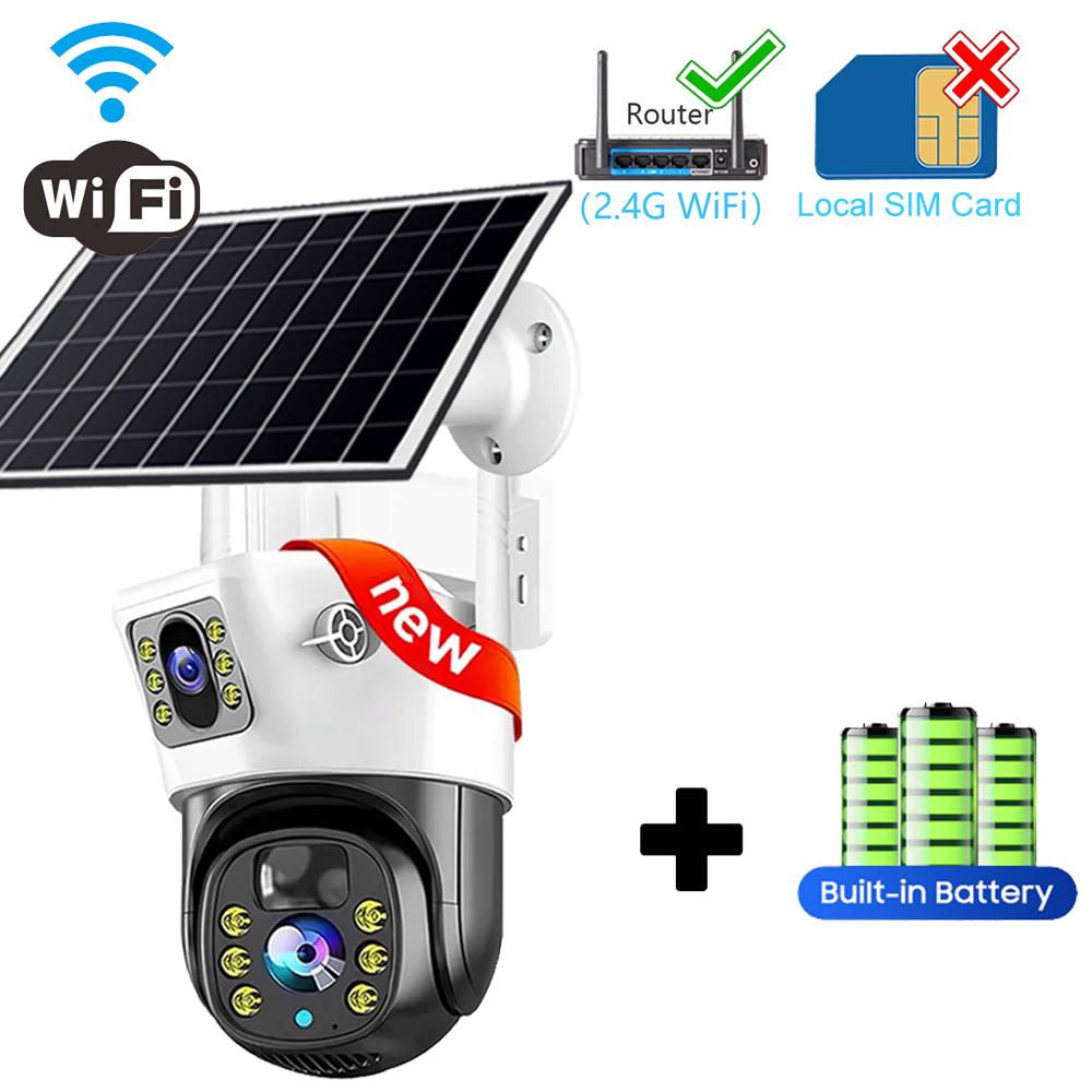 

Сонячна бездротова камера спостереження Відкрита камера відеоспостереження PIR Виявлення людини Кольорове нічне бачення Захист безпеки 【WIFI】Camera NO SD Card чорний/білий