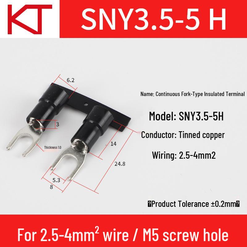KT Keshitong Nylon Fork Terminal SNY1.25/2/3.5/5.5 with Copper Nose - National Standard Cold-Pressed Terminal