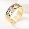 Exquisite Gold Color Inlaid Multicolored CZ Women's Ring Geometry Daily Wear Party Jewelry