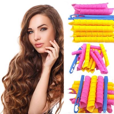 12/18/10pcs Hair Curler Rollers Women Spiral Curls Heatless with 2 Pcs Hooks DIY Wave Shape Rollers Spiral Round Curls Hair Tool