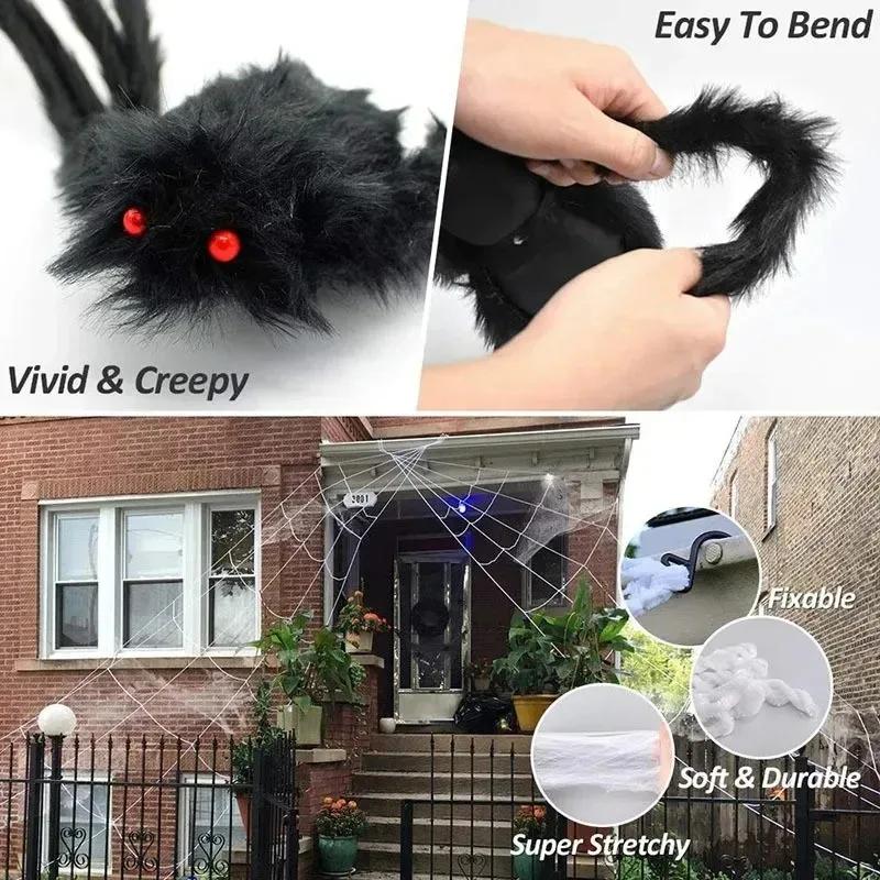 Giant Plush Spider Halloween Decoration (90-200cm) - Hairy Horror Prop for Indoor/Outdoor Party Scenes, Multi-Scene Prank Toy