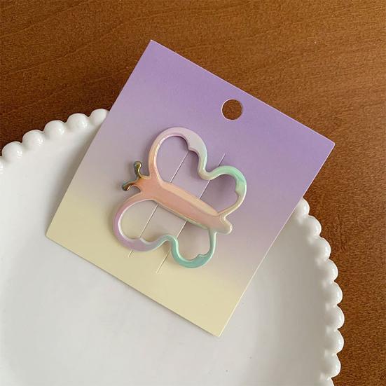 Hairpin Rounded Edges No Hair Damage Metal Clip Stable Grip Non-Slip Dreamy Gradient Butterfly Shape Portable Side Bangs Hair Clip