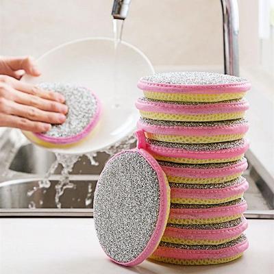 Sponge pentru spălat vase cu două fețe, Bureți pentru spălat vase, Oale, Tigăi, Ustensile de curățenie pentru casă, Veselă de bucătărie, Perie pentru spălat vase