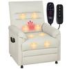 Electric Massaging And Heating Recliner Chair Reclining Footrest Silent Motor 82x99x106cm Cream