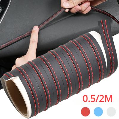 Auto-Innenraum-Zierleiste, selbstklebend, Armaturenbrett, Leder, dekorative Linie, rot, blau, DIY-Geflechtstreifen, Auto-Dekoration, 0,5/2 m