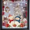 Christmas Warm Winter Welcome Snowman Wreath Stickers Xmas New Year Home Door Wall Window Decoration Decals KTY
