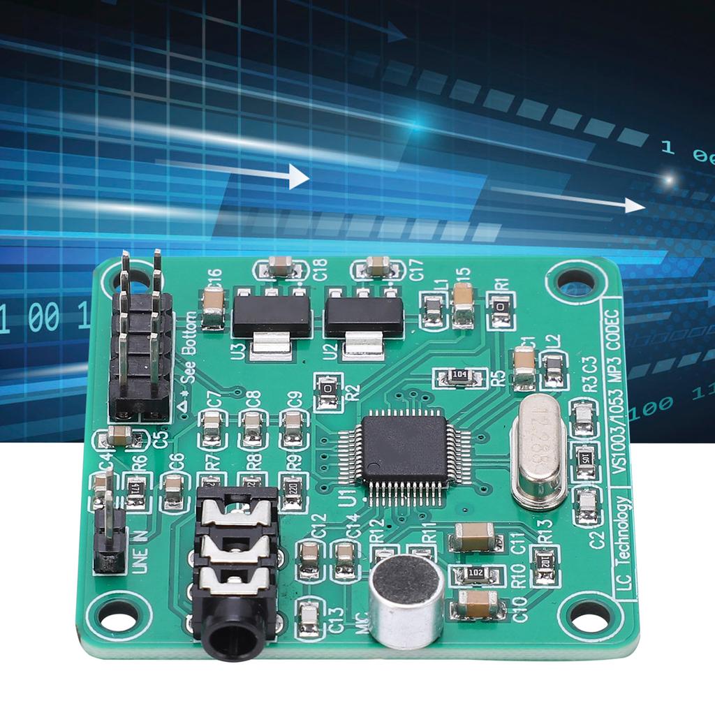 Audio VS1003 Module Voice Decoding Board Onboard Microphones for MP3 MP3+V WMA WAV MIDI SP-MIDI