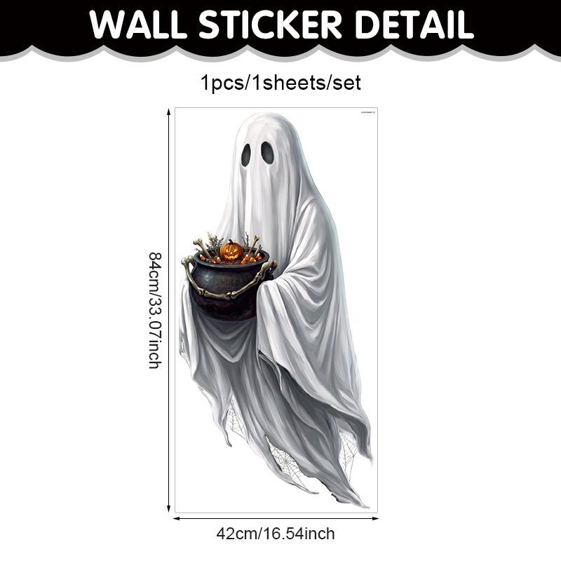 Halloween White Ghost Wall Sticker Living Room Holiday Party Decoration Horror Bat Ghost Self-adhesive Pvc Sticker